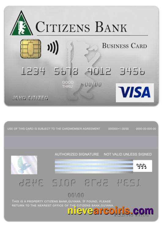 Guyana Citizens Bank visa business card